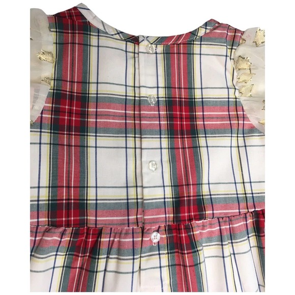 New Andy And Evan Little Girl's Holiday Plaid Stars Dress Gold Red 6Y - Picture 6 of 12